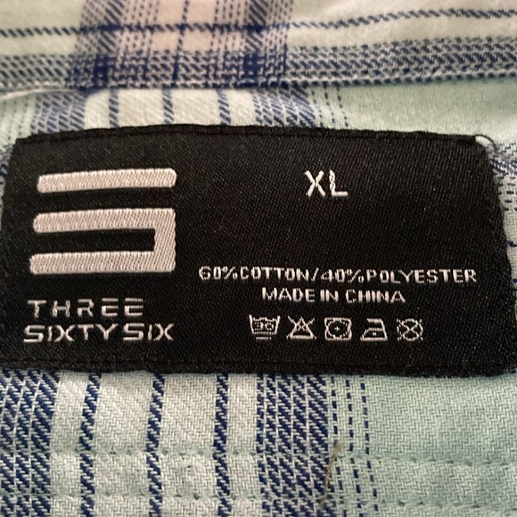 Three Sixty Six Men’s flannel XL button down shirt plaid mint green shirt fall - Picture 4 of 9